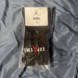 Supreme Jordan Black Crew Socks 2-pack Men’s L Size 8-12