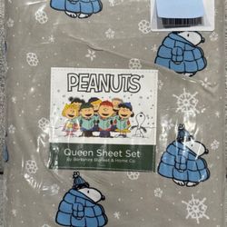 New peanuts snoopy Christmas queen sheet set puffer puffy