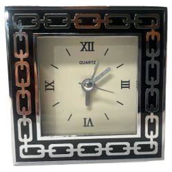 Reed And Barton Black And Silver Analog Clock, Midnight Quartz, Elegant