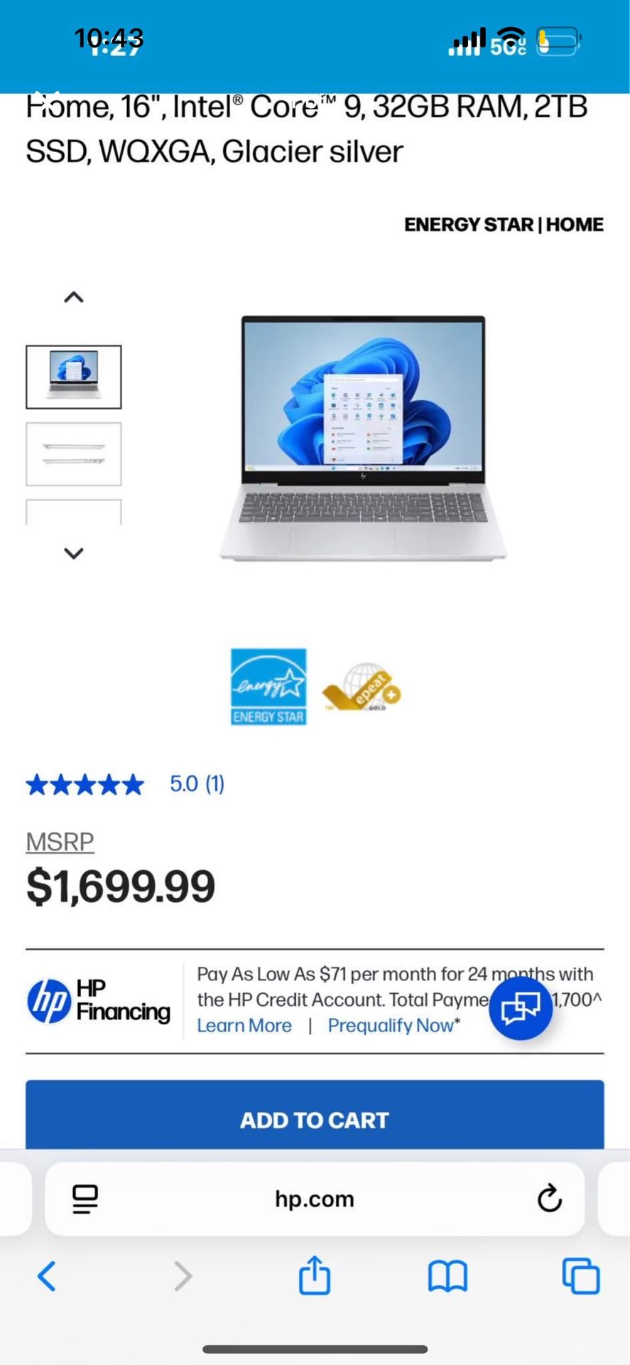 HP Omni book 7 laptop 32g Ram 2tb Storage Intel Core 9