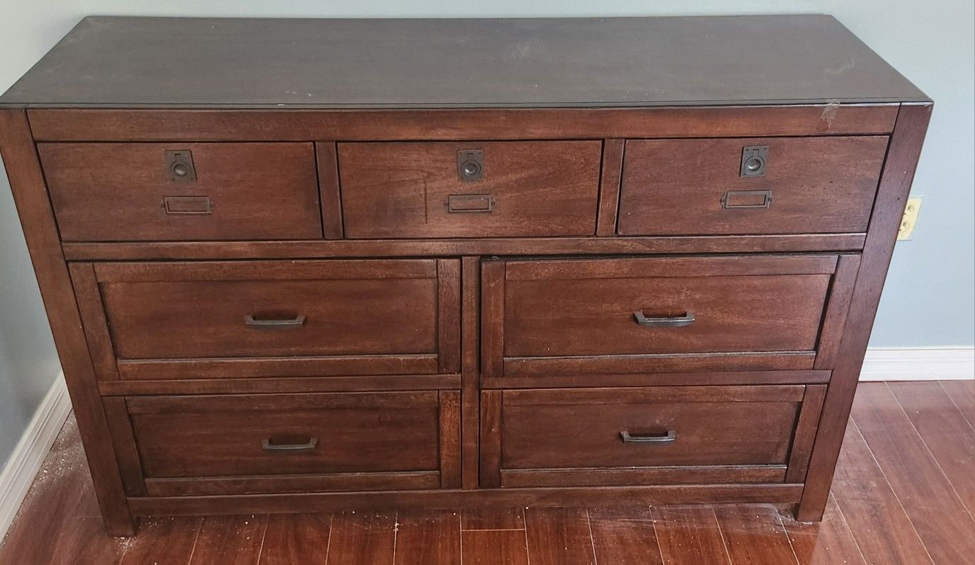 Bed Box Spring (NO MATTRESS) And Dresser 