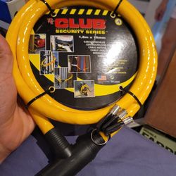 New - The Club Security Series 0.9m x 15MM (35.43" long) Keyed Cable Lock 3 Keys