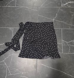 Black Polka Dot Wrap Around Skirt