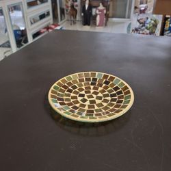 Beautiful Mosaic Glass Trinket Dish 6"W