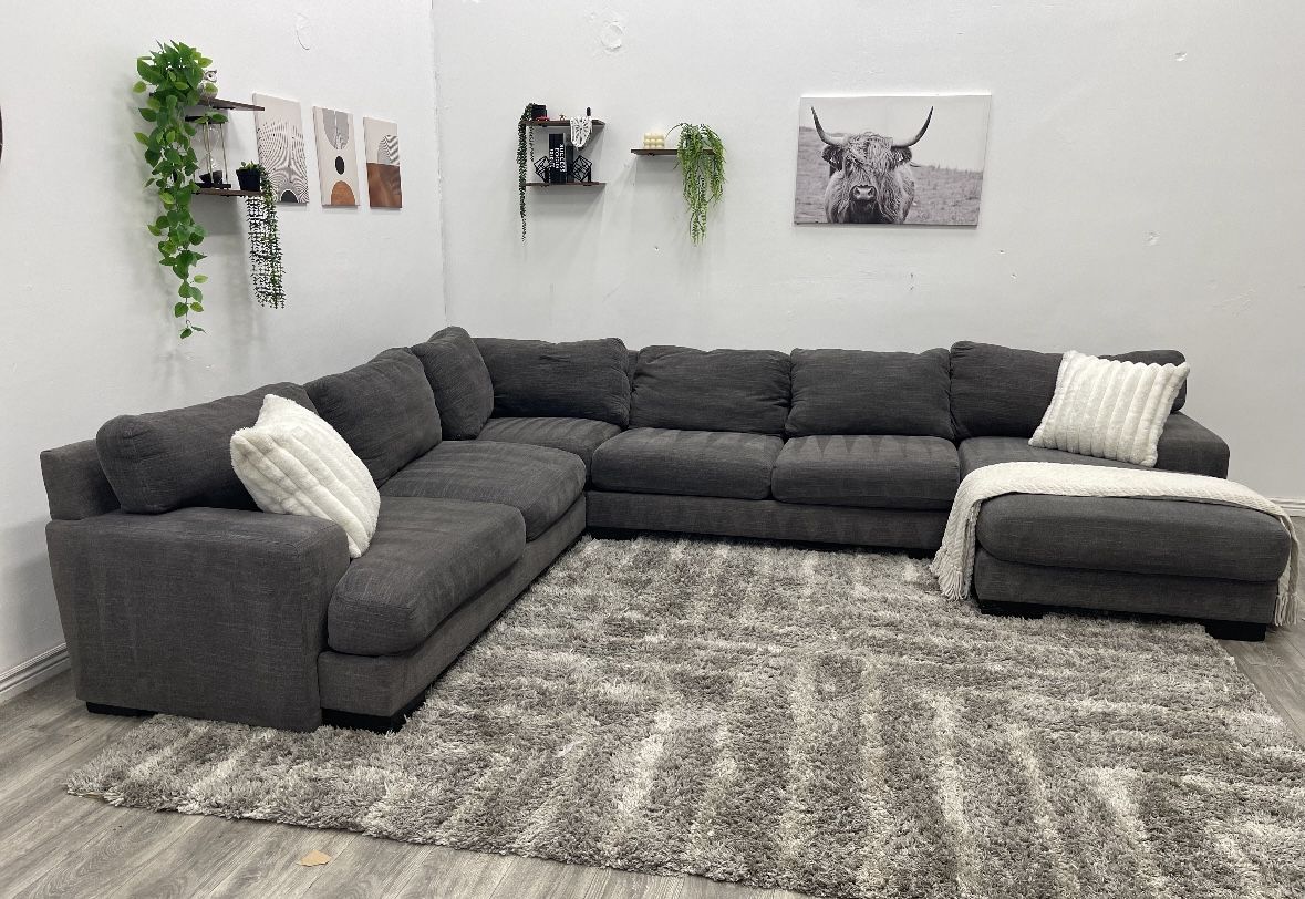 Living Spaces Grey Sectional Couch - Free Delivery 