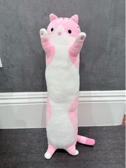 Pink & White Long Kitty Plush