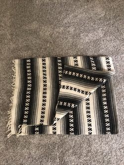 Vel-Mex Textile Blanket - Gray & Black 50” X 50”