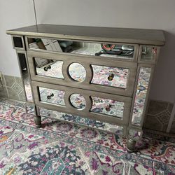 Silver Wooden Mirrored Dresser
