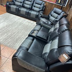 CLEARANCE SALE 3 Piece Recliner Sofa Loveseat and Chair Set $1279