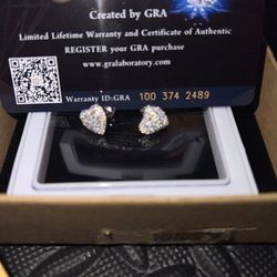 Moissanite & 925 Silver Heart earrings