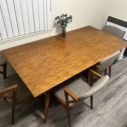 Wood Dining Table with 6 Chairs – Solid, Good Condition