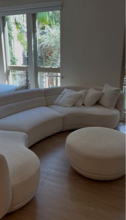 Luxury Curved 3 Sectional Sofa with Ottoman