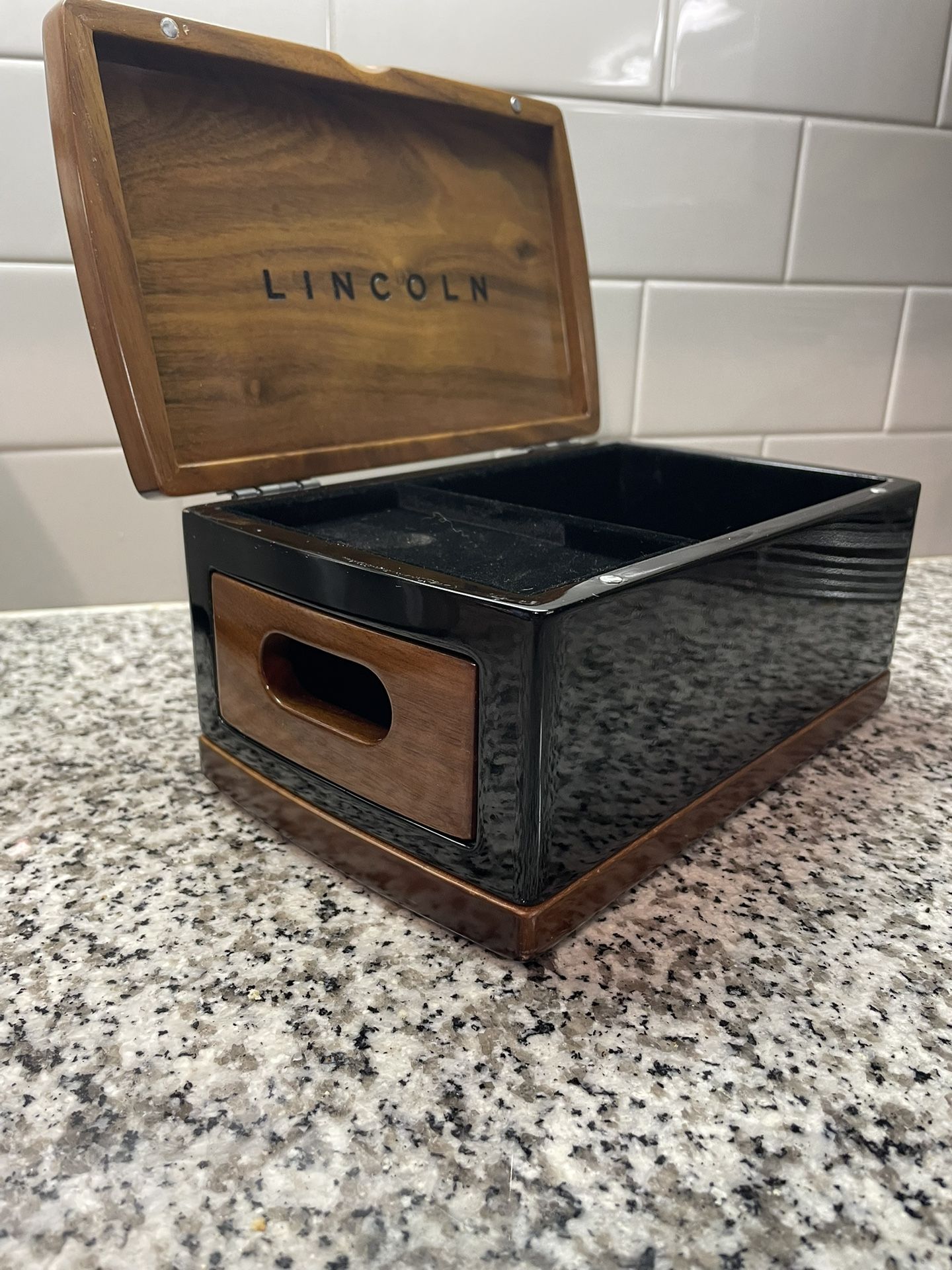 Lincoln Continental Walnut Wood Jewelry Stash Box - Limited Edition