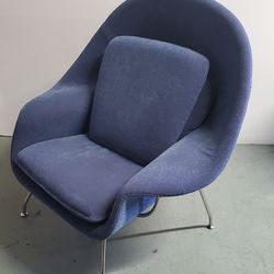 Designer Blue Uph. Chair with chrome base