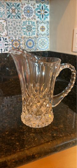 Clear Cut Crystal Glass Pitcher