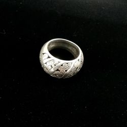 Vintage Silver Statement Ring Size 7 Dome Cutout Design 925 Stamp