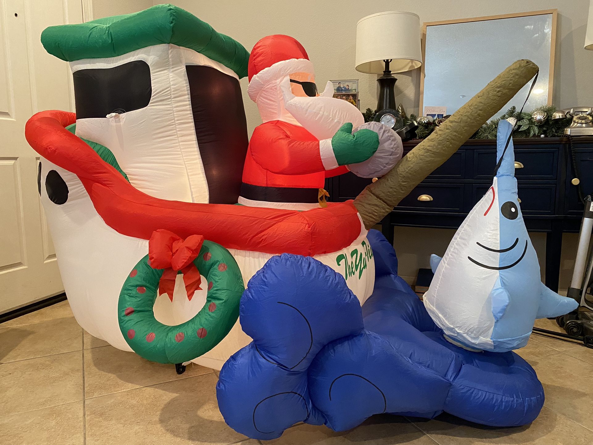 Santa Fishing Christmas Inflatable