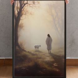 Jesus Leaves The 99, Parable Of The Lost Sheep, Good Shepherd, Bible ART, Christian Gift ART,  Home Decor