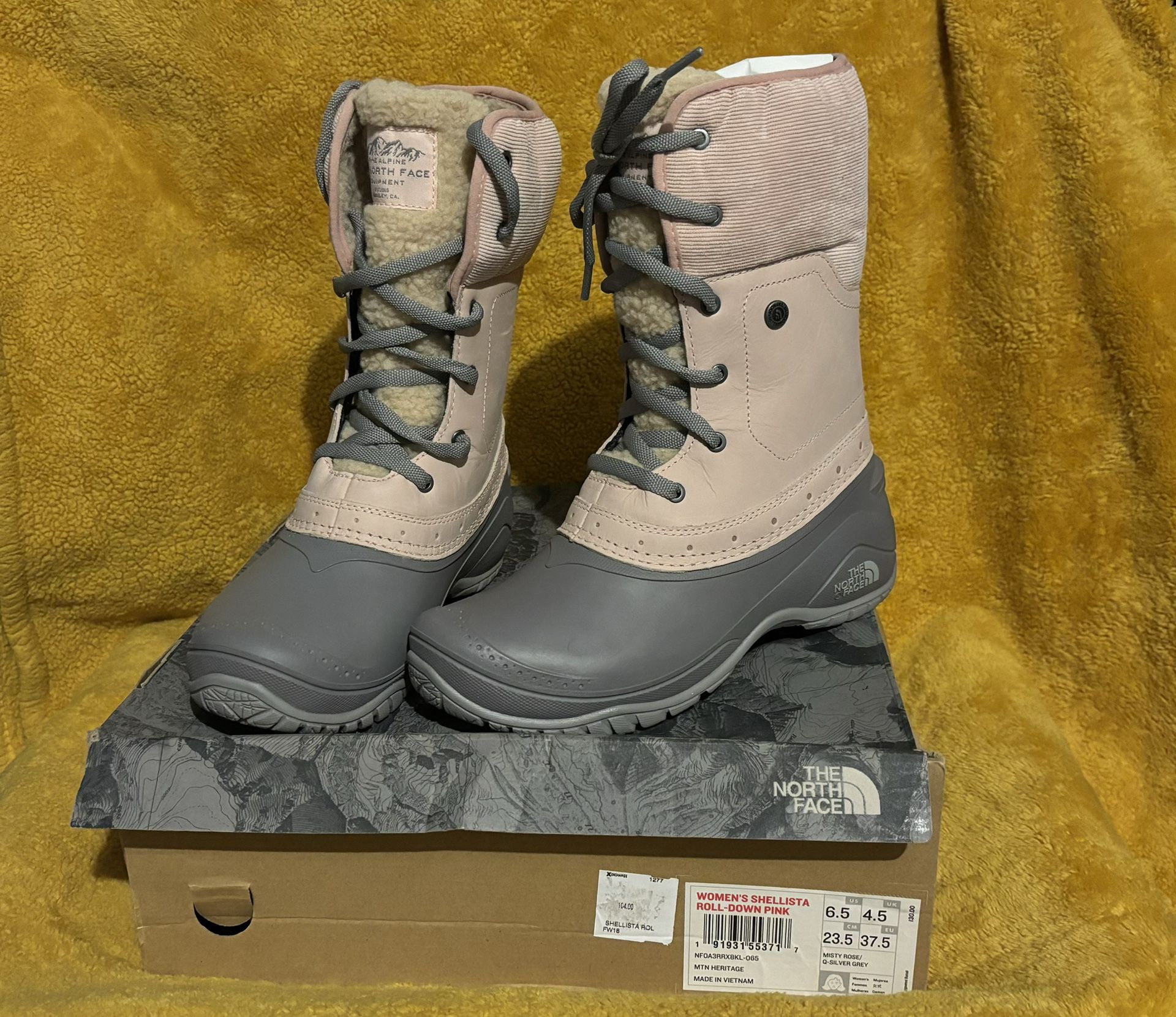 The North Face Women's Brown Shellista Roll Down Pink Waterproof Insulated Winter Boot