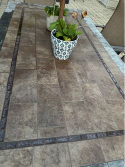 Rectangular tiled outdoor patio table