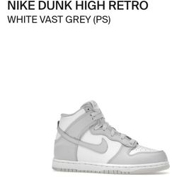 Nike Dunk High Retro White Grey Size 2