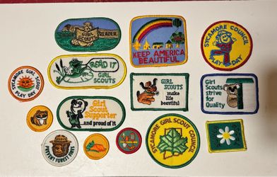 Vintage Girl Scout Patch Lot — 15 Patches, Sycamore Council & More