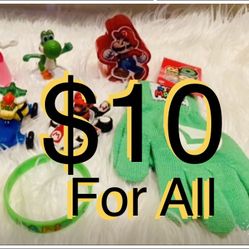 $10 For All Big Bundle of Super Mario Toys in Great condition,Gloves Brand New