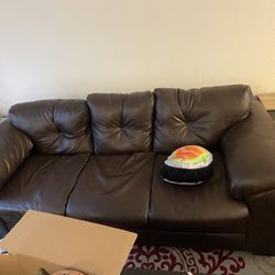 Brown Leather Couch Set Very Comfortable 