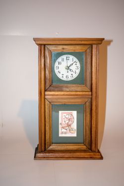 Antique Noel woodcraft clock and frame