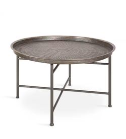 Kate and Laurel Mahdavi Silver 25.50 in. Round Metal Coffee Table