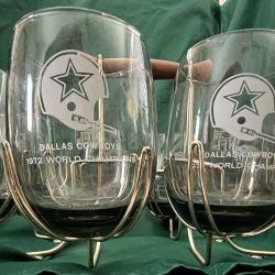 VINTAGE DALLAS COWBOYS NFL 1972 CHAMPIONS GLASSWARE 