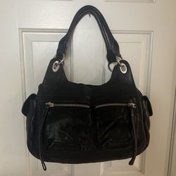 Linea Pelle Black Leather Hobo Bag