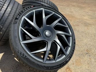 21" OEM 2026 Tesla Model S Plaid VELARIUM wheels STAGGERED MICHELIN Tires TPMS CAPS 100% TREAD