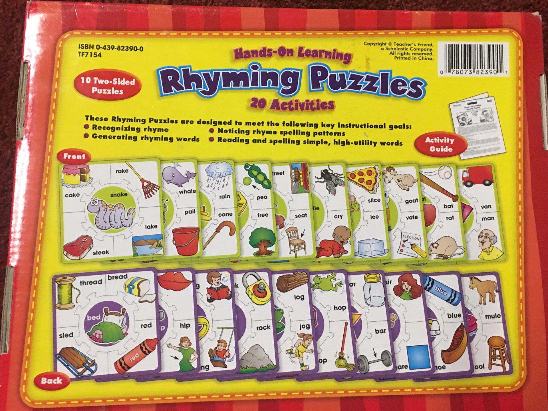 Rhyming puzzles learning game