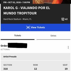 Selling 2 KAROL G Tickets!