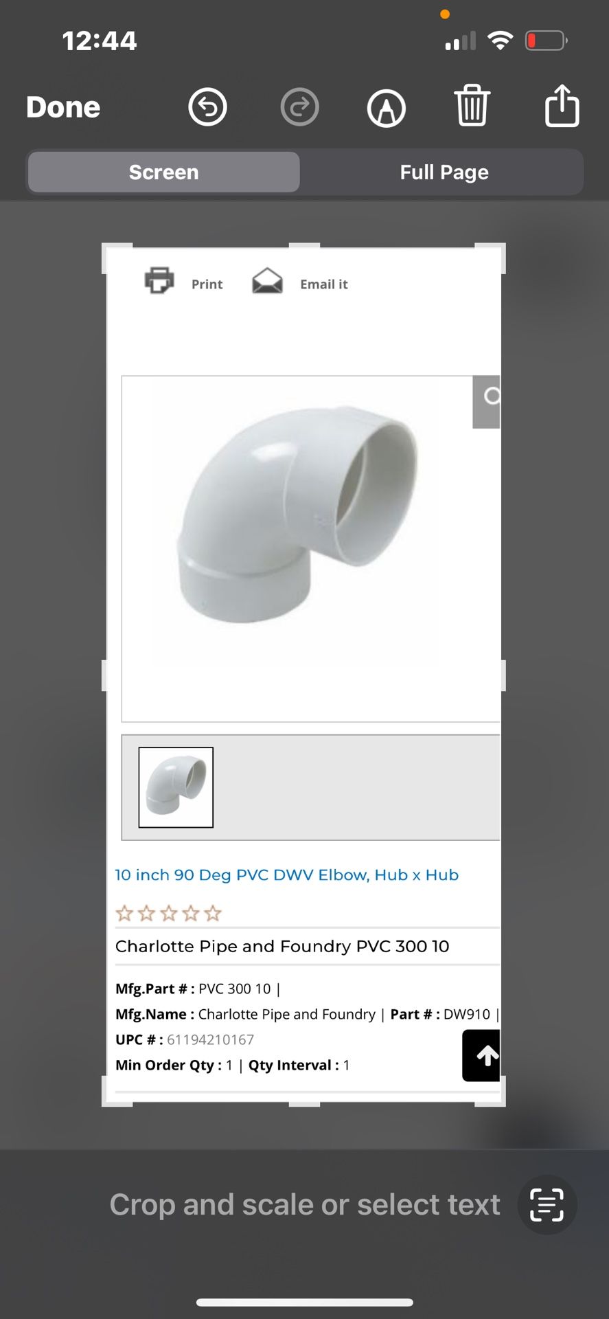 PLUMBING CHARLOTTE PIPE #300 • 10” 90 Degree Elbow Fitting