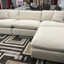 Super Plush 140" Feather Cloud Sectional Sofa Couch