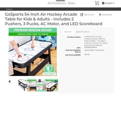 GoSport Full 54 Inch Air Hokey Arcade Table