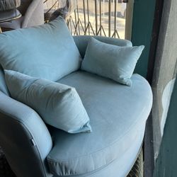 Modern Velvet Leisure Chair, 360° Swivel Barrel Chair with 3 Movable Pillows and Metal Base, Perfect for Living Room, Bedroom, Office, Reception Area