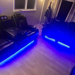 Love Seat And Sofa W/ Led Lights