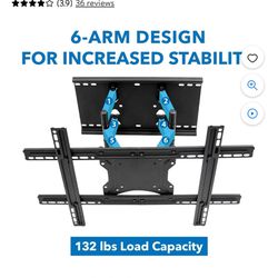 Mount-It! Full Motion TV Wall Mount with Swivel and Tilt, Fits 32" to 82" Screens, 132 lbs. Capacity