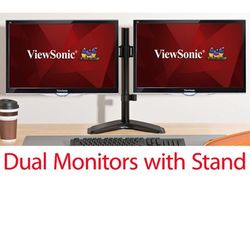 Computer Monitors Dual 2 Viewsonic With Wali Dual Monitor Stand.
