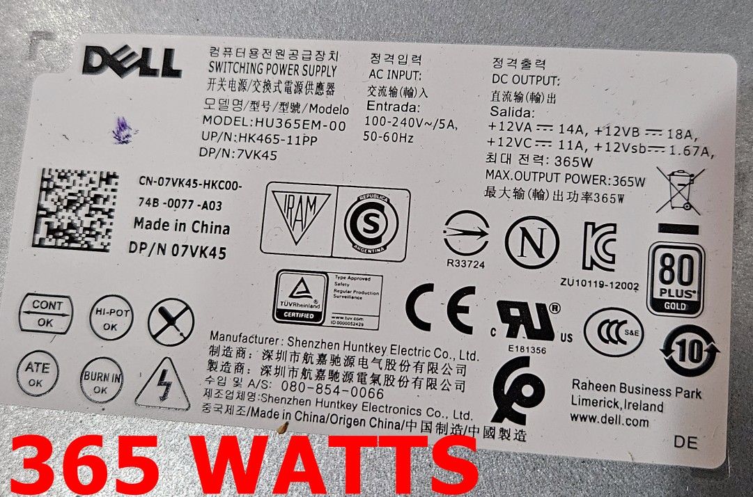 DELL POWER SUPPLY UNIT. 365w
