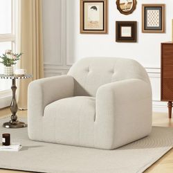 Modern Bouclé Accent Chair – Cream Upholstered Lounge Chair | Brand New 