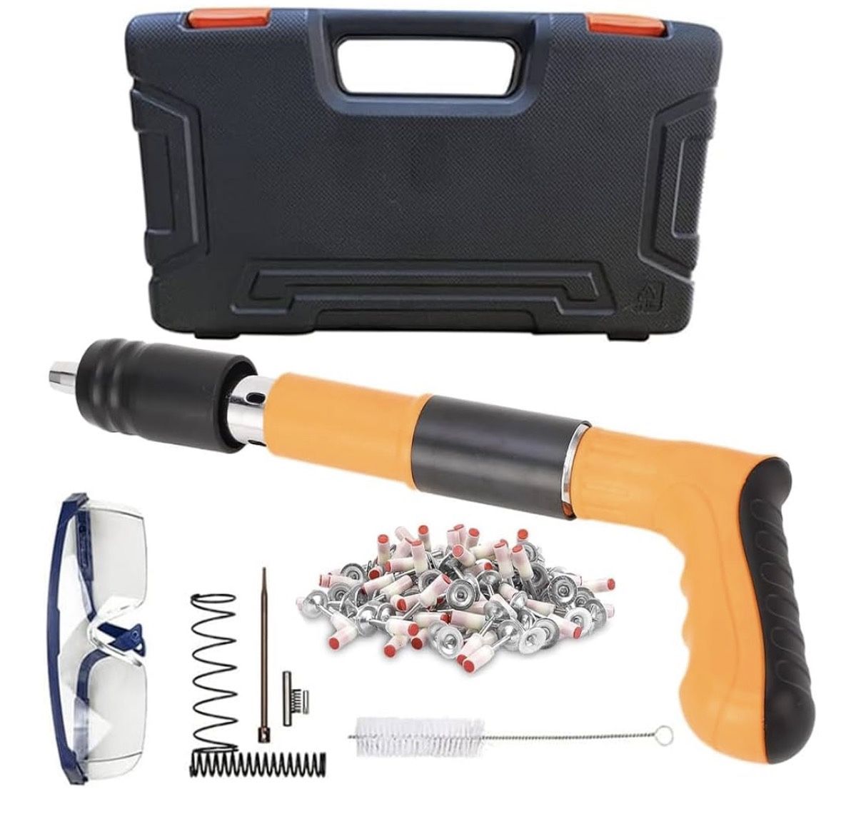 Manual Mini Steel Nail Gun Concrete Nail Gun Kits with 50pcs Round Nails, Wall Fastening Rivet Tool, Wire Slotting Device Decoration Tools Shooting Ma