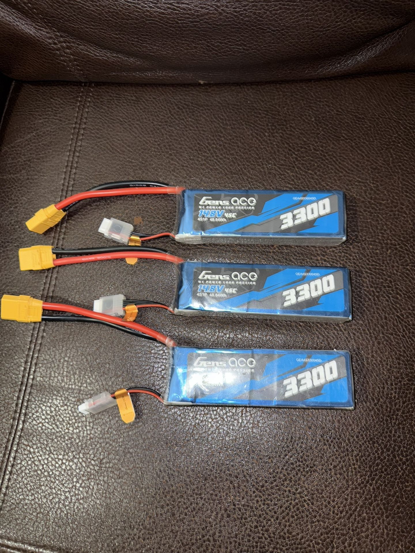 🔋 3x Gens Ace 3300mAh 4S 14.8V 45C  XT90 LiPo Batteries  Like New 🔋 Rc Hobby