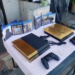 All Gold & Black OR Black & gold Playstation 4 PS4 500GB, $200! Any Combo Any 3 Games & 1 Original Controller $400! Both PS4 combo Trade are welcome