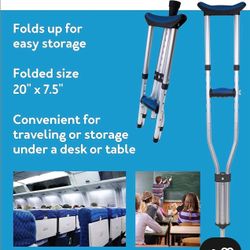Carex Folding Aluminum Under Arm Crutches for Adults 4'11" to 6'1", 2 Lightweight Crutches Included, Universal for Walking, Walking Aid for