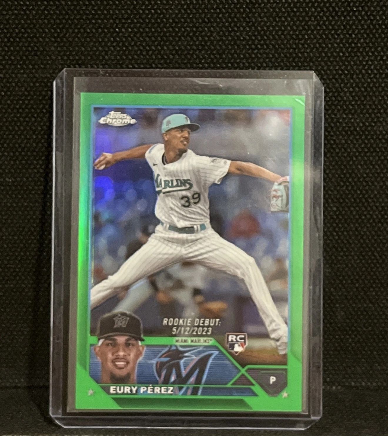2023 Topps Chrome Eury Perez True Green Refractor 36/99 #USC175 Miami Marlins RC
