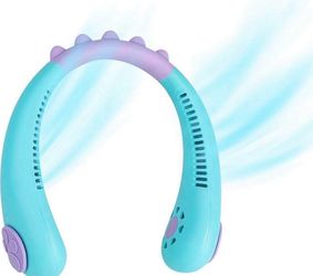 Portable Neck Fan for Kids, Rechargeable, Personal Cooling Mini Fan, Wearable Bladeless Fan, 3 Speeds, USB Hanging Around Neck Fan for Outdoor Travel
